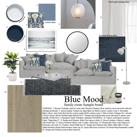 Blue mood- family room Interior Design Mood Board by Renee Interiors on Style Sourcebook
