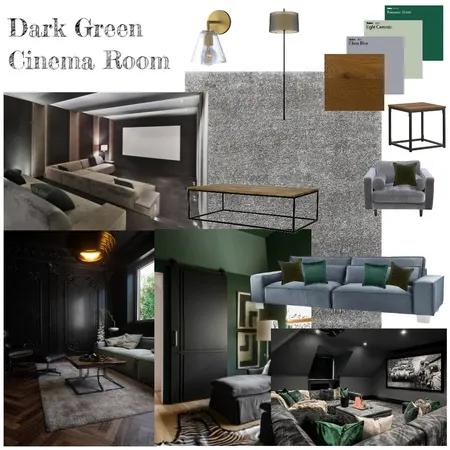 Dark Green Cinema Room Interior Design Mood Board by rachweaver21 on Style Sourcebook