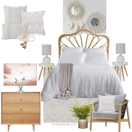 Boho Chic Bedroom Interior Design Mood Board by Interiors By Zai on Style Sourcebook