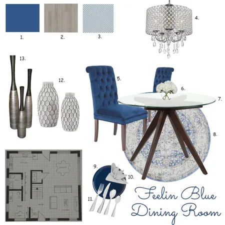 Feelin Blue Dining Room Interior Design Mood Board by pmohan on Style Sourcebook