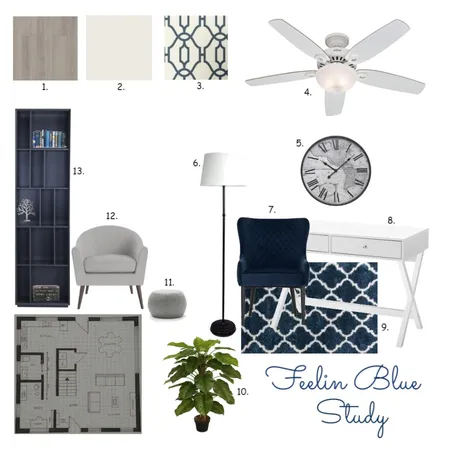Feelin Blue Study Interior Design Mood Board by pmohan on Style Sourcebook