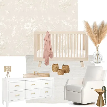 Neutral Nursery - Wall Paper/Wood Crib Interior Design Mood Board by Rhiannon on Style Sourcebook