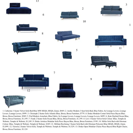 Blue sofas for client Interior Design Mood Board by Holly Interiors on Style Sourcebook