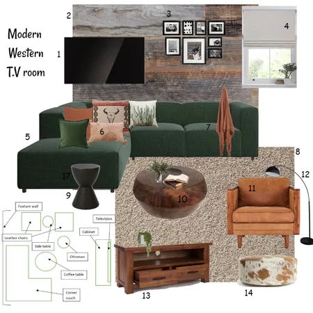 Modern western T.V room Interior Design Mood Board by Joybird on Style Sourcebook