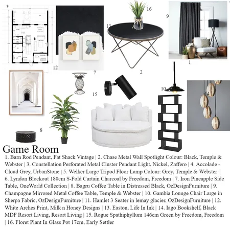 game room IP Interior Design Mood Board by Andreea Boiciuc on Style Sourcebook