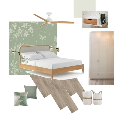 Green and wood master bedroom Interior Design Mood Board by dafnagr on Style Sourcebook