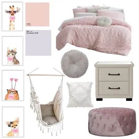 Bubblegum Hotel Room Interior Design Mood Board by Elaina on Style Sourcebook