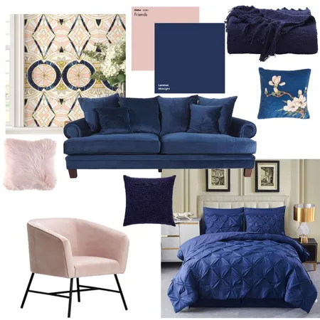 Blue and Pink Bedroom Interior Design Mood Board by Elaina on Style Sourcebook