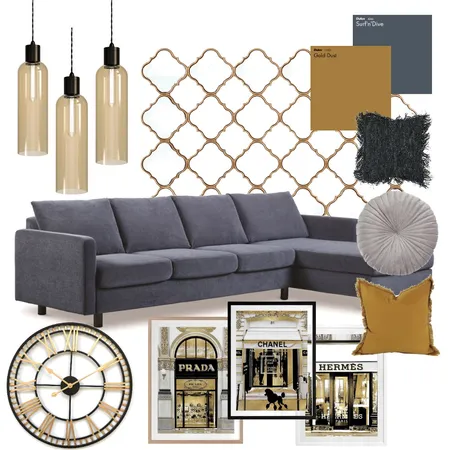Gold and Grey Living Room Interior Design Mood Board by Elaina on Style Sourcebook