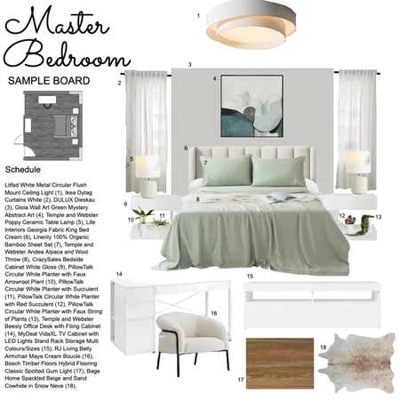 Master Bedroom Sample Board Interior Design Mood Board by sgeneve on Style Sourcebook