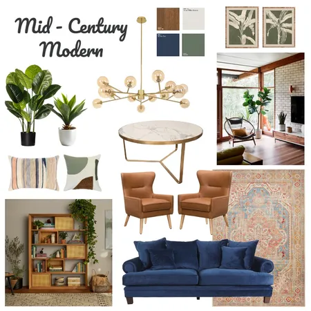 mid century modern living room Interior Design Mood Board by ruchi ladhani on Style Sourcebook