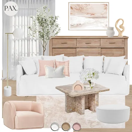 Blush Tones Living Room Interior Design Mood Board by PAX Interior Design on Style Sourcebook