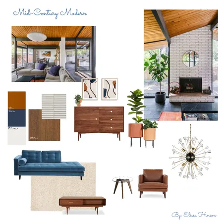 Mid Century Modern Blues Interior Design Mood Board by E.Hinson on Style Sourcebook