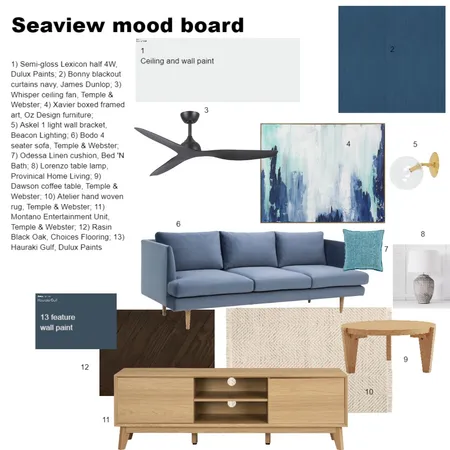 Seaview House - Living room v2 Interior Design Mood Board by Davinia Lorretta Design on Style Sourcebook