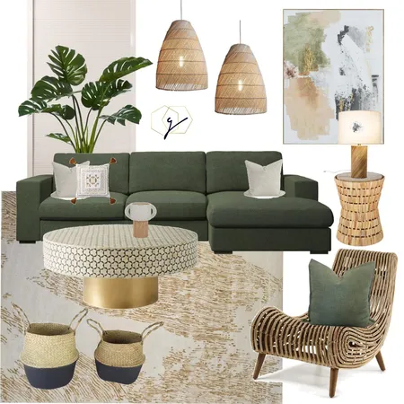Green + Warm Textural Living Room Interior Design Mood Board by studiogandg on Style Sourcebook