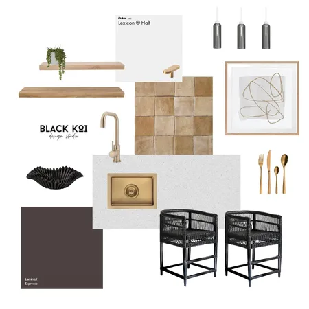 Black Coastal Kitchen Interior Design Mood Board by Black Koi Design Studio on Style Sourcebook