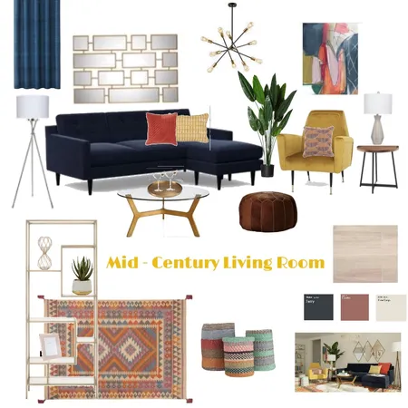 Mid Century Living Room Interior Design Mood Board by kerles on Style Sourcebook