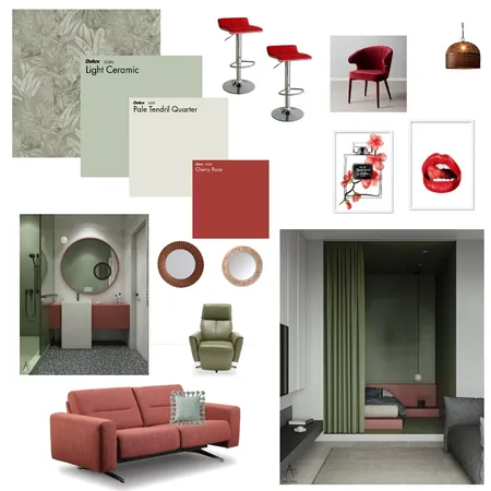 greens and reds - complementary color schemes Interior Design Mood Board by isabell giardini on Style Sourcebook