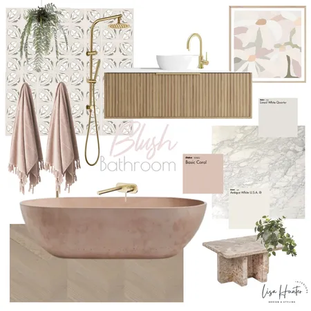 Pink Coastal Bathroom Design Interior Design Mood Board by Lisa Hunter Interiors on Style Sourcebook