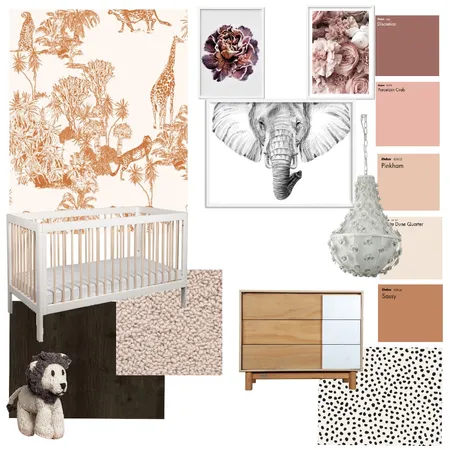 Girly Safari Nursery Interior Design Mood Board by KennedyInteriors on Style Sourcebook