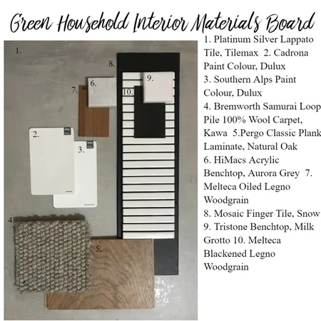 Green Household Materials Board Interior Design Mood Board by Michelle Green 2 on Style Sourcebook