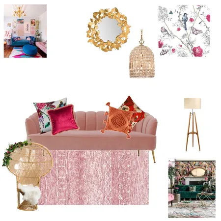 Boho Glam Living Room Interior Design Mood Board by bellafarid on Style Sourcebook
