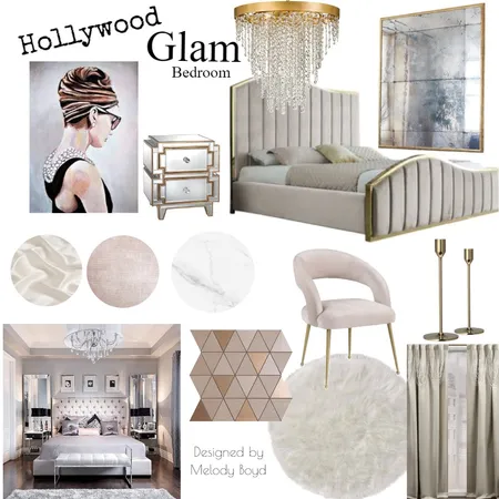 Hollywood Glam Bedroom Interior Design Mood Board by DZDesigns on Style Sourcebook