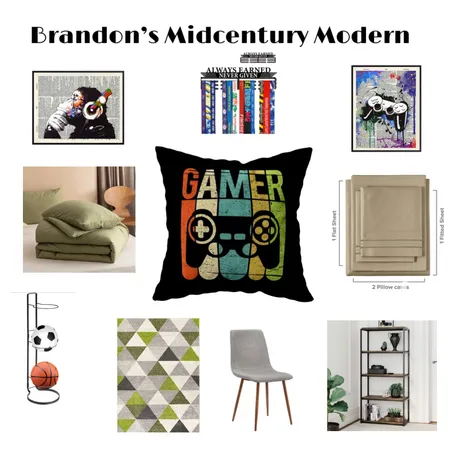 Brandon’s Midcentury Modern Interior Design Mood Board by Mary Helen Uplifting Designs on Style Sourcebook