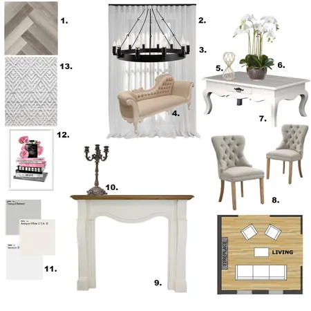 French Style LIVING ROOM Interior Design Mood Board by Suzanne on Style Sourcebook