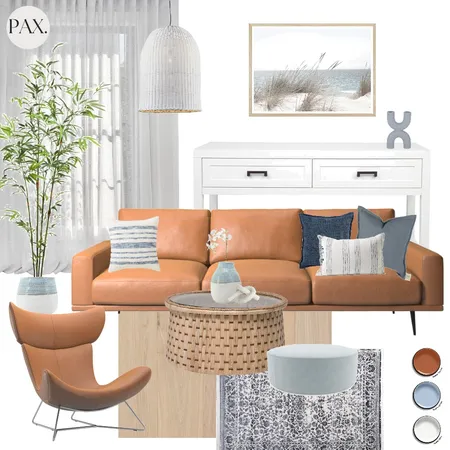 Blue & Tan Living Room Interior Design Mood Board by PAX Interior Design on Style Sourcebook