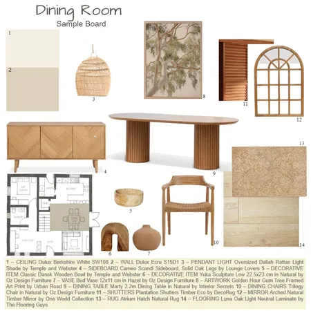 Japandi Dining Room Interior Design Mood Board by Samantha Interiors on Style Sourcebook
