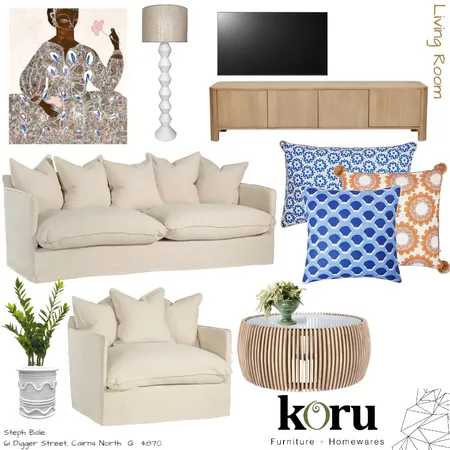 Steph Bale - Lounge Room Blue Interior Design Mood Board by bronteskaines on Style Sourcebook