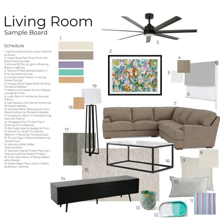 Living Room Sample Board Interior Design Mood Board by kim_iacono on Style Sourcebook