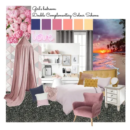 Girls Bedroom Double Complementary Interior Design Mood Board by court_dayle on Style Sourcebook