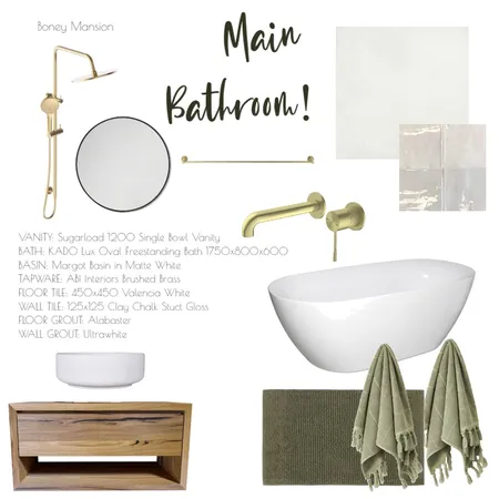 Boney Main Bathroom Interior Design Mood Board by Lulamonprojects on Style Sourcebook