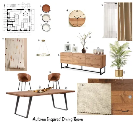 Autumn Analogous Dining Room Interior Design Mood Board by nickylundo on Style Sourcebook