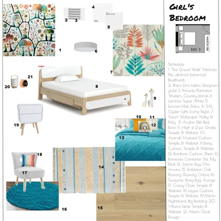 Turquoise rainbow girls bedroom Interior Design Mood Board by Ruth Fisher on Style Sourcebook