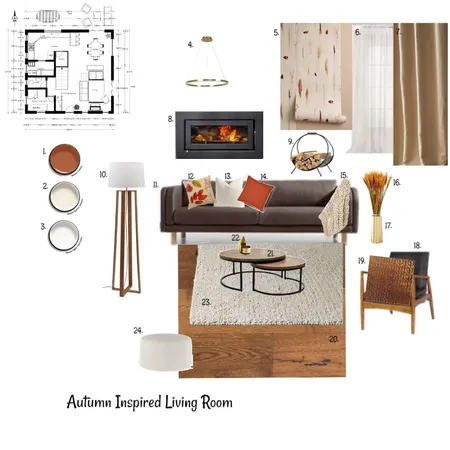 Sample Board - Autumn Analogous Living Area Interior Design Mood Board by nickylundo on Style Sourcebook