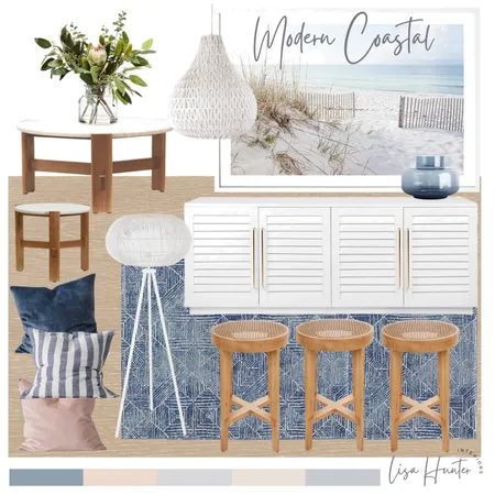 Modern Coastal Living Room and Kitchen Bench Area Interior Design Mood Board by Lisa Hunter Interiors on Style Sourcebook