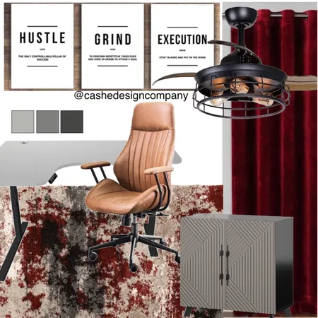 Bachelor Home Office Interior Design Mood Board by Cashe Design Company, LLC on Style Sourcebook