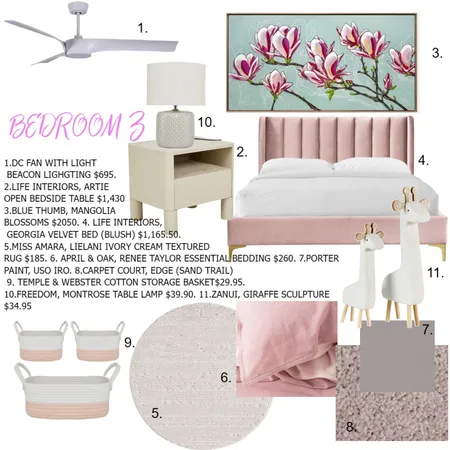 BEDROOM 3 Interior Design Mood Board by Joanna Redfearn on Style Sourcebook