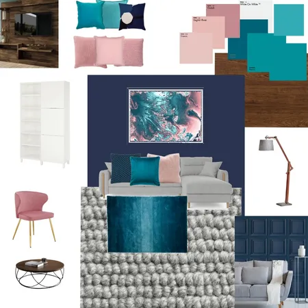 navy blue teal pink living Interior Design Mood Board by Ruth Fisher on Style Sourcebook