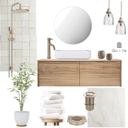 Champagne and beige Bathroom Interior Design Mood Board by Stone and Oak on Style Sourcebook