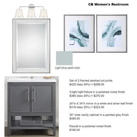 cb womens restroom Interior Design Mood Board by Intelligent Designs on Style Sourcebook