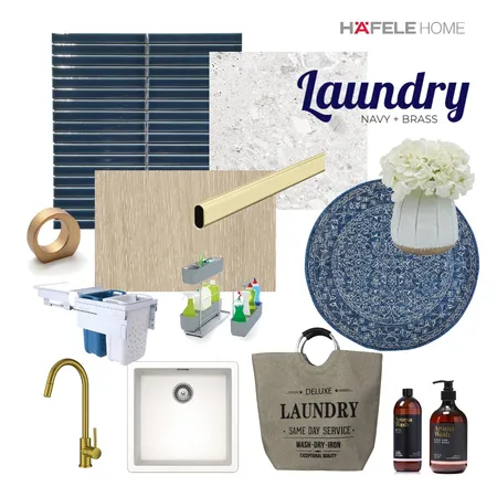Navy and Brass Laundry Interior Design Mood Board by Häfele Home on Style Sourcebook