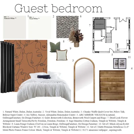 guest bedroom Interior Design Mood Board by madison199 on Style Sourcebook