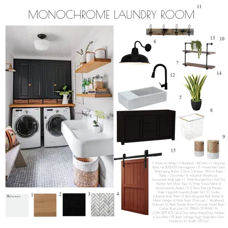 Monochrome Laundry Room Interior Design Mood Board by Ri on Style Sourcebook