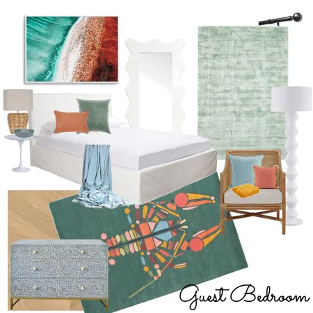 Colour Pop Coastal Guest Bedroom Interior Design Mood Board by Helen DK on Style Sourcebook