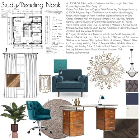 Study/Reading Nook BRIGID KRAUSE Interior Design Mood Board by brigid on Style Sourcebook