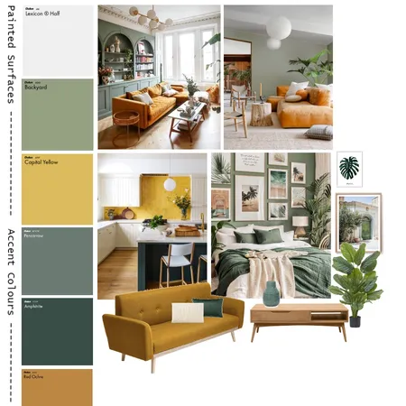 Analogous Green-Yellow Interior Design Mood Board by Minymints on Style Sourcebook